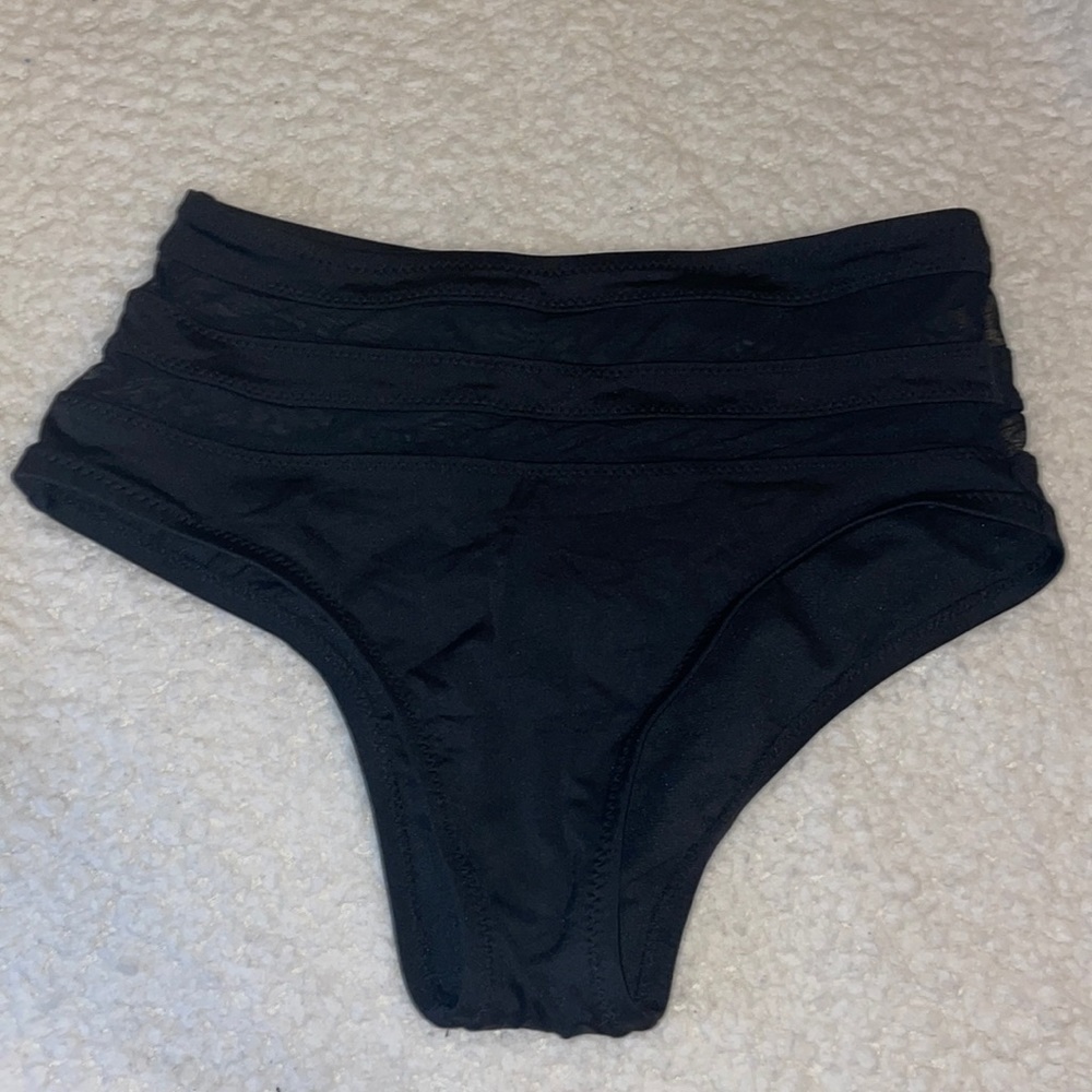 black high waisted swim bottoms